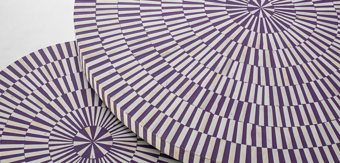Комплект столиков Bone Inlay Round Violet