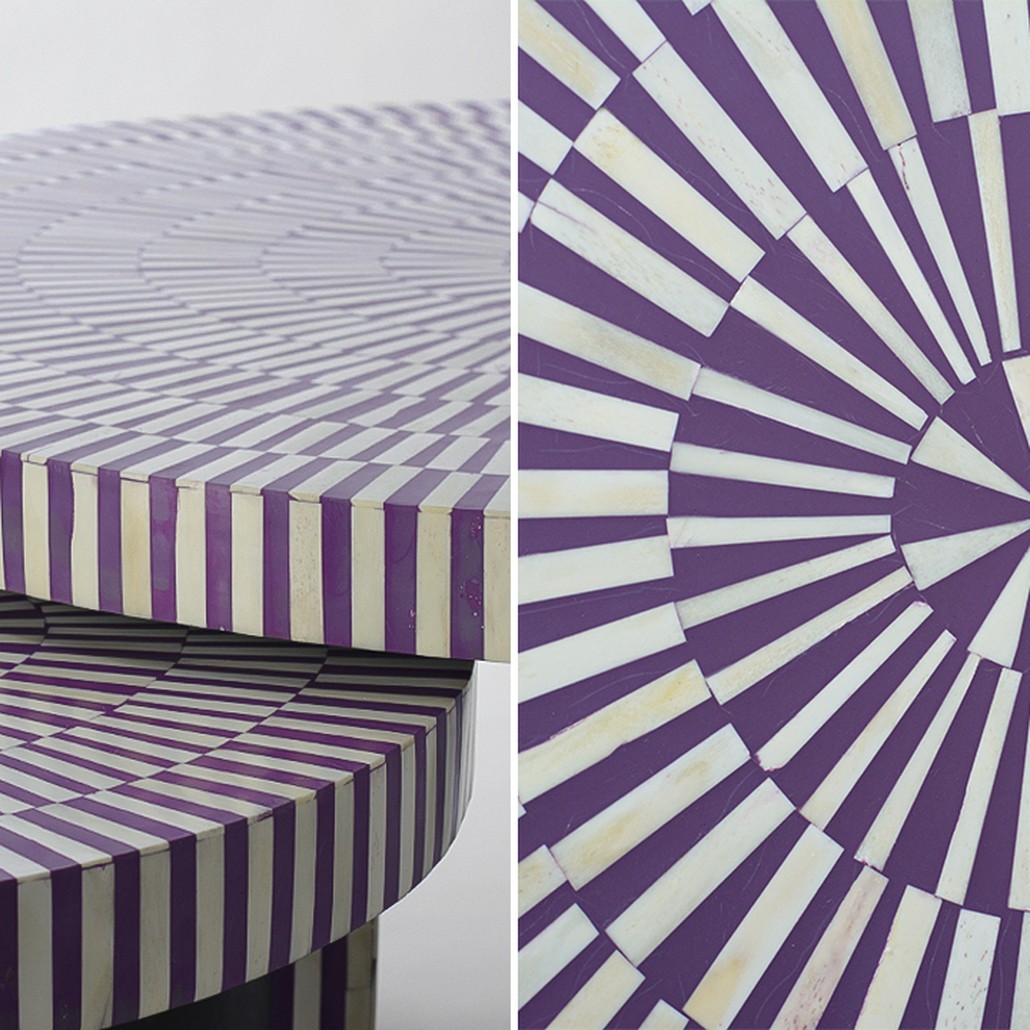 Комплект столиков Bone Inlay Round Violet