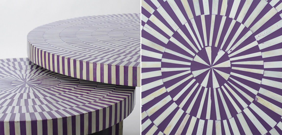 Комплект столиков Bone Inlay Round Violet