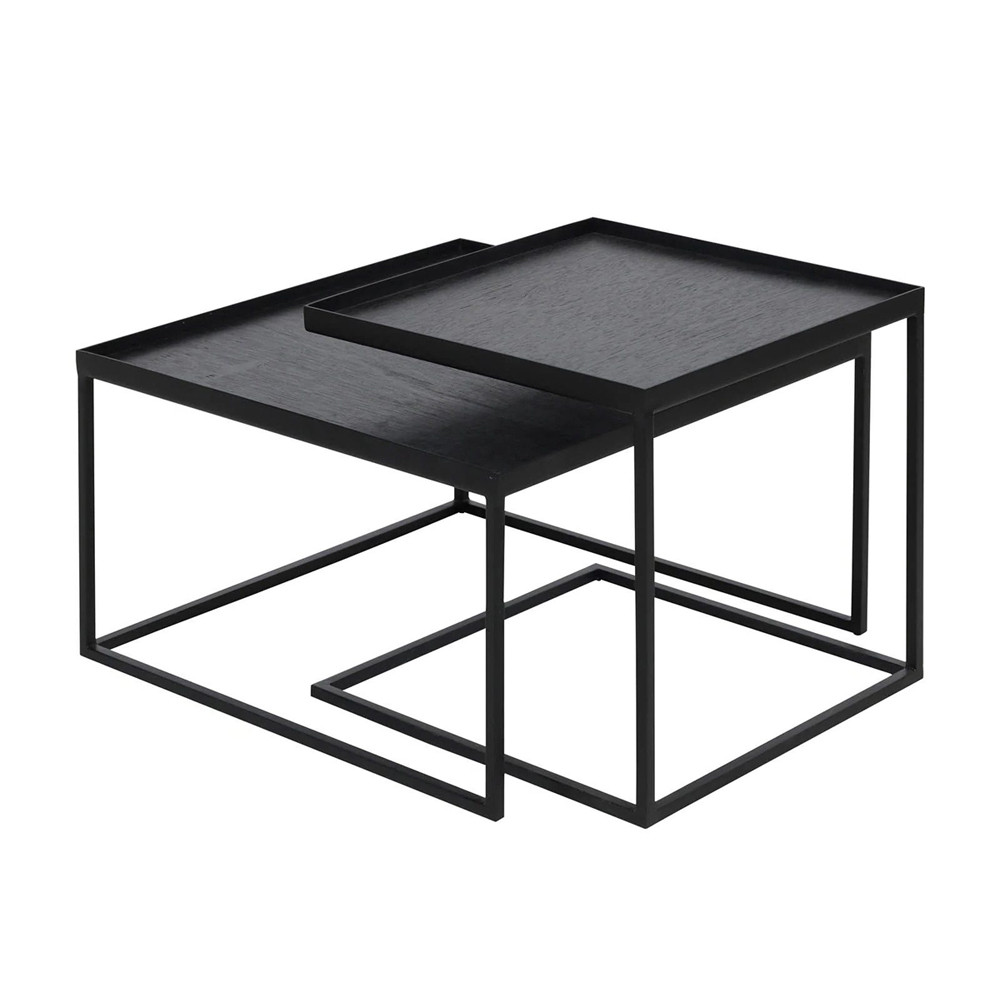 Комплект столиков с квадратными столешницами черные Black Table Combination