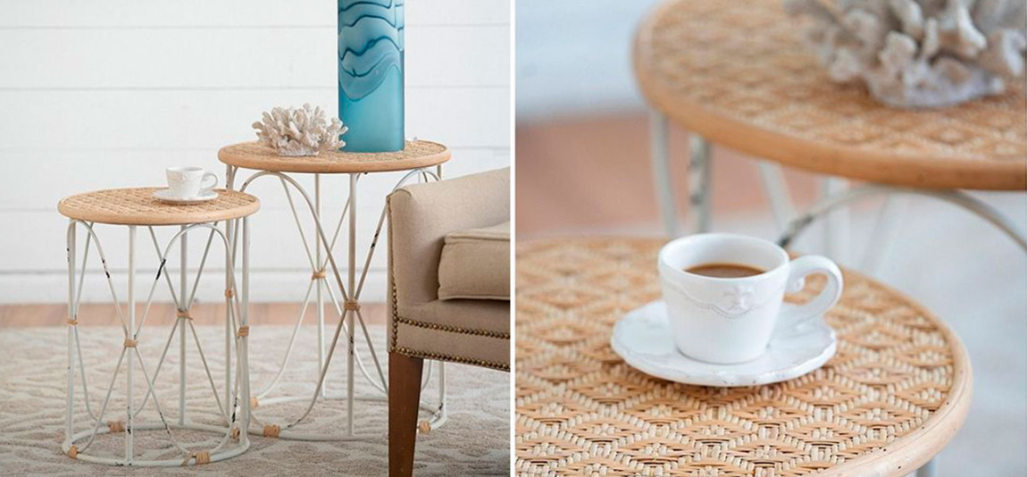 Комплект столиков с круглой деревянной столешницей Jessica