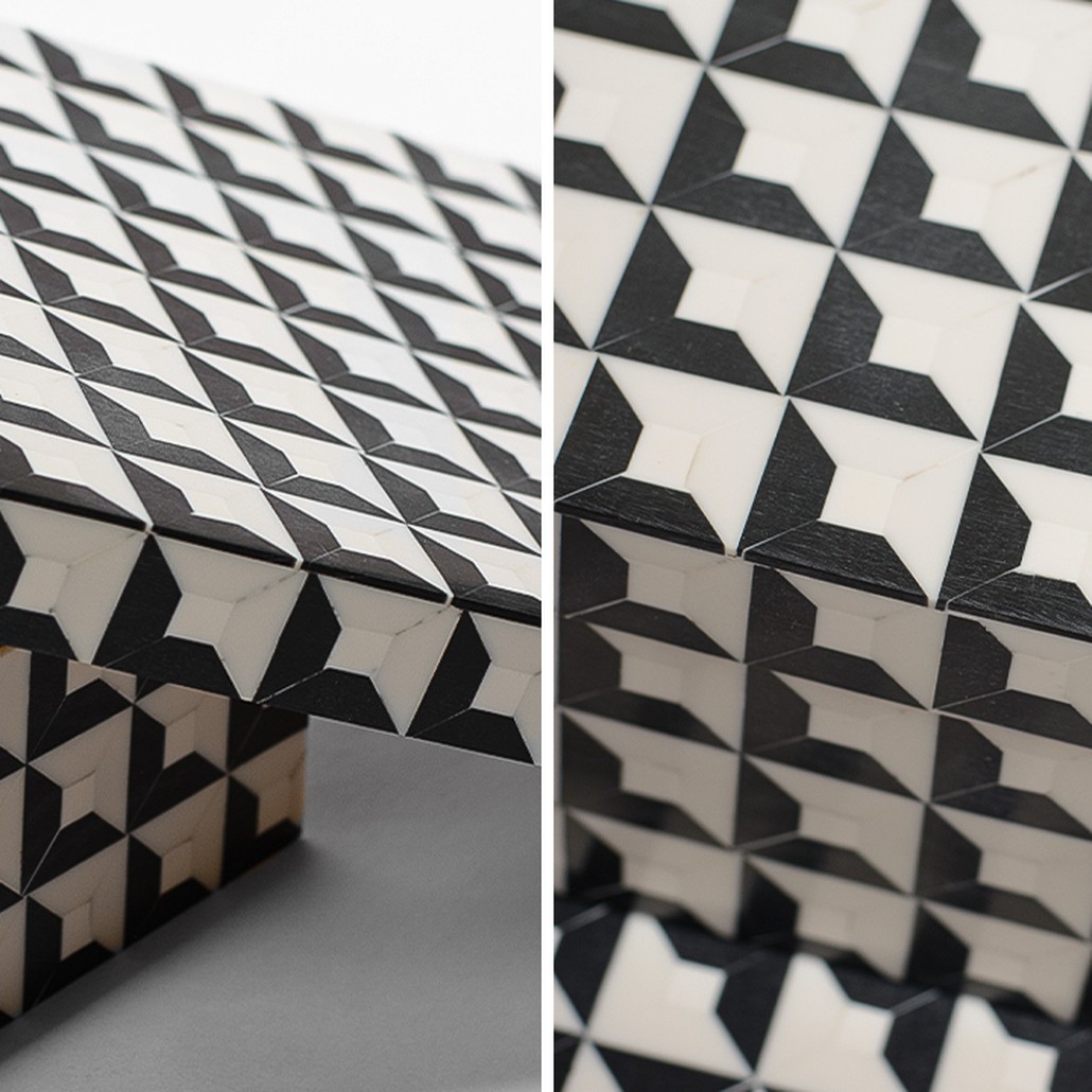 Комплект шкатулок Black White Square Bone Inlay
