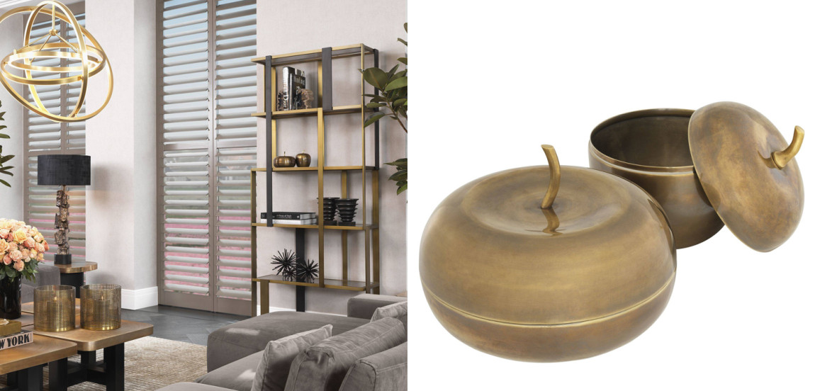 Комплект шкатулок Eichholtz Box Apple Set of 2 brass