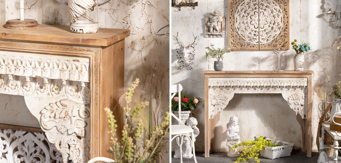 Консоль Indian Antique White Furniture Adnan Console