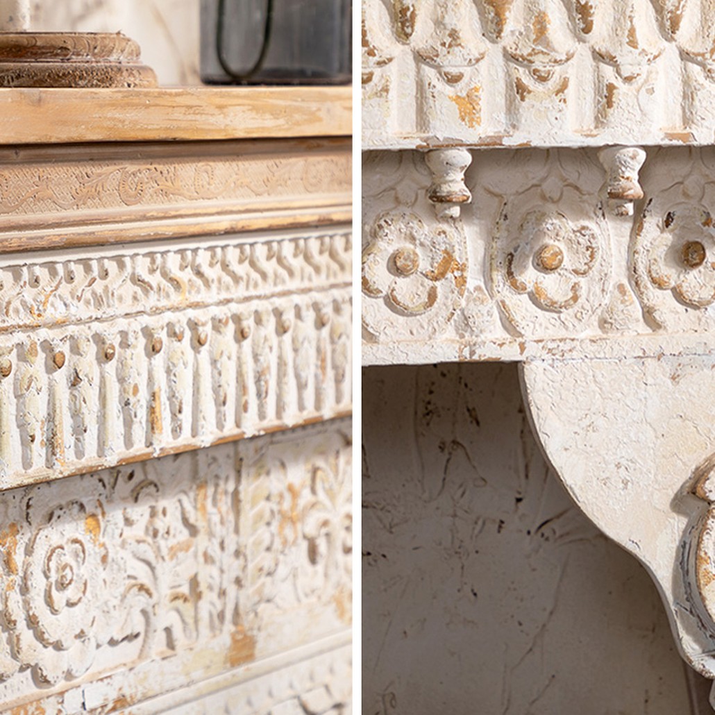 Консоль Indian Antique White Furniture Adnan Console