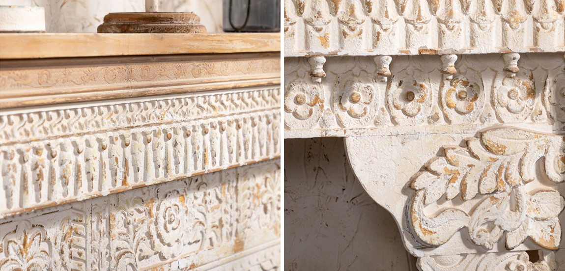 Консоль Indian Antique White Furniture Adnan Console