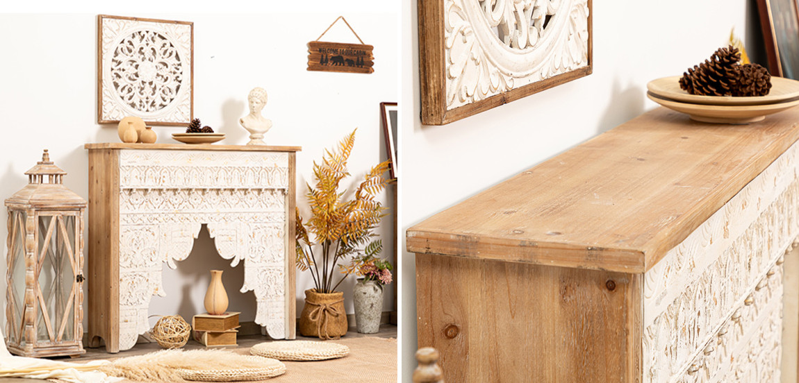 Консоль Indian Antique White Furniture Shakti Console