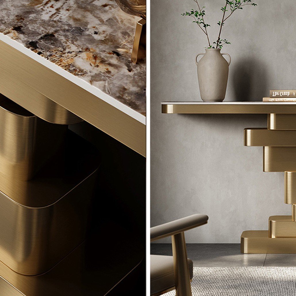 Консоль Maja Marble Metal Console Table Brass