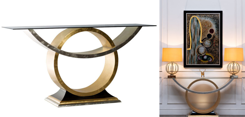 Консоль Wooden Base Gold & Silver