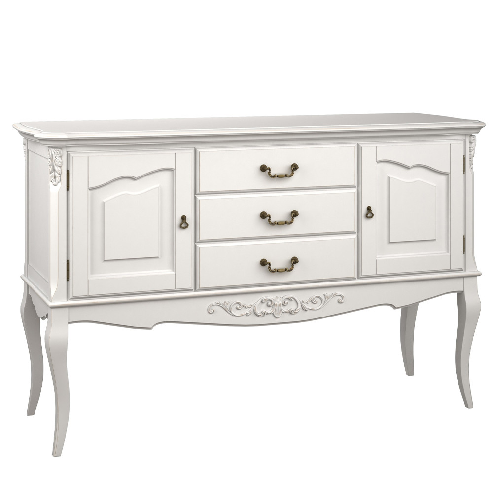 Консоль белая из массива бука с ящиками в стиле прованс White Provence