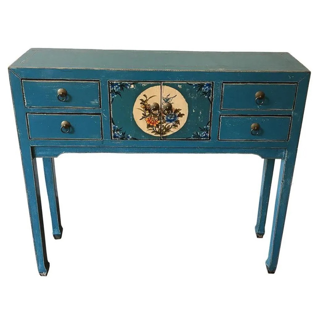 Консоль в китайском стиле с 4-мя ящиками Chinese Elm Console Table