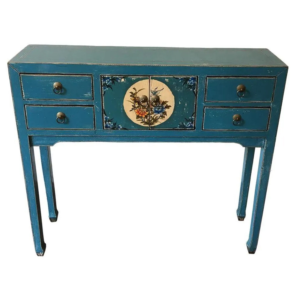Консоль в китайском стиле с 4-мя ящиками Chinese Elm Console Table