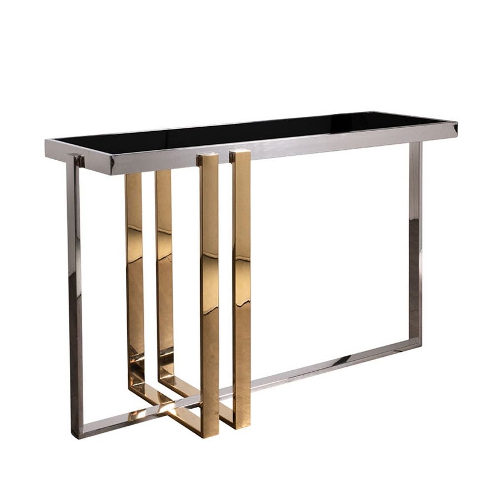 Консоль в современном стиле с черной стекляной столешницей Console with Black Glass