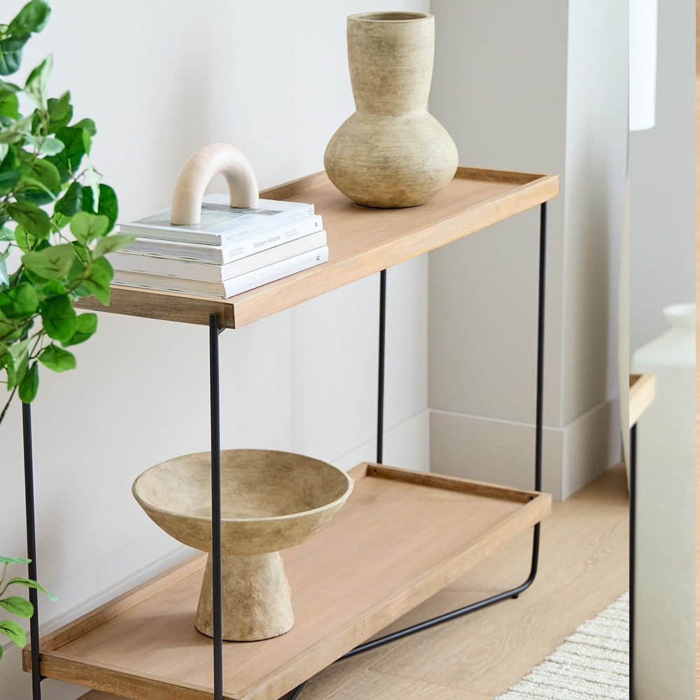 Консоль деревянной столешницей и полкой Wooden Table Top and Shelf