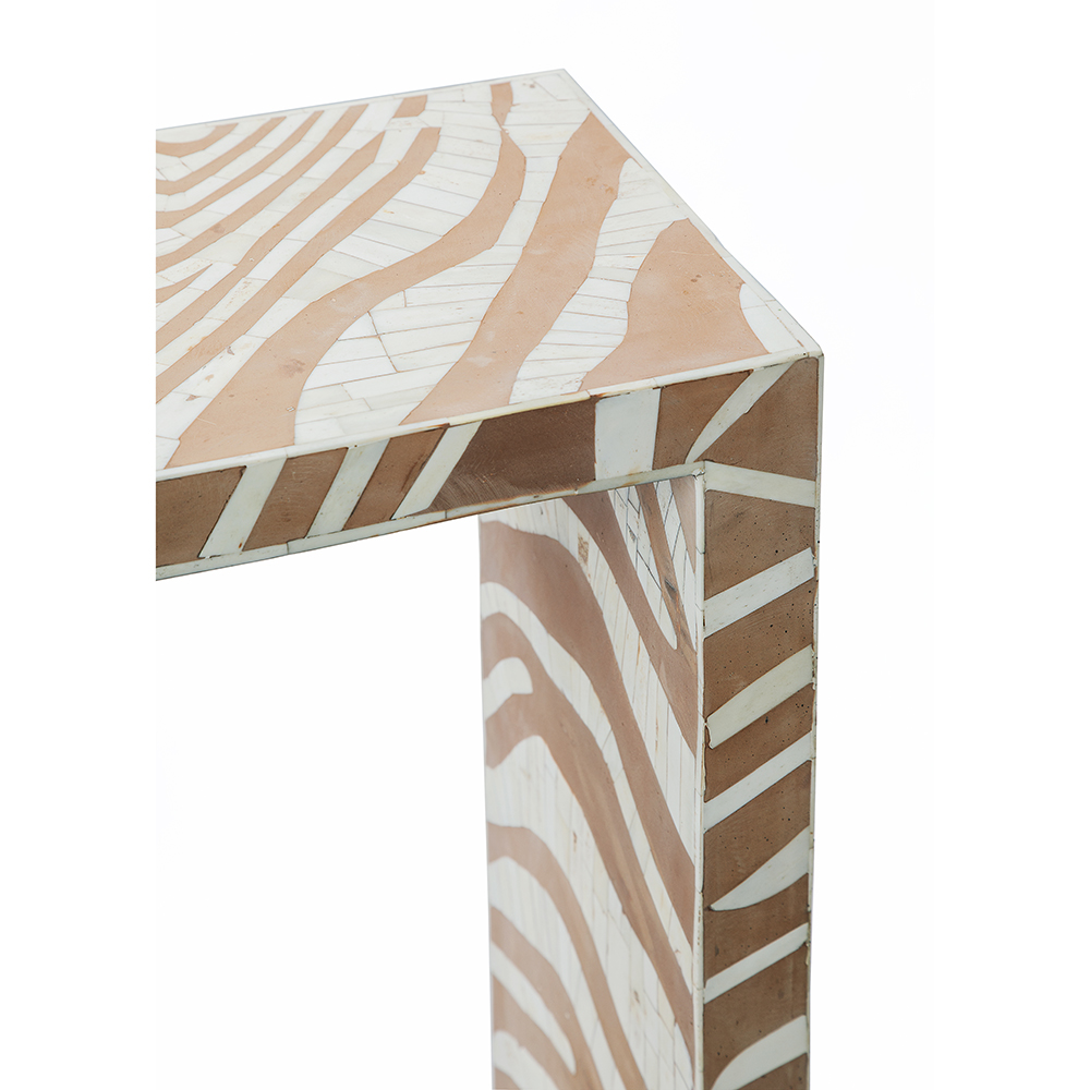 Консоль Дизайнерская Kenya Console ZEBRA Bone Inlay Beige