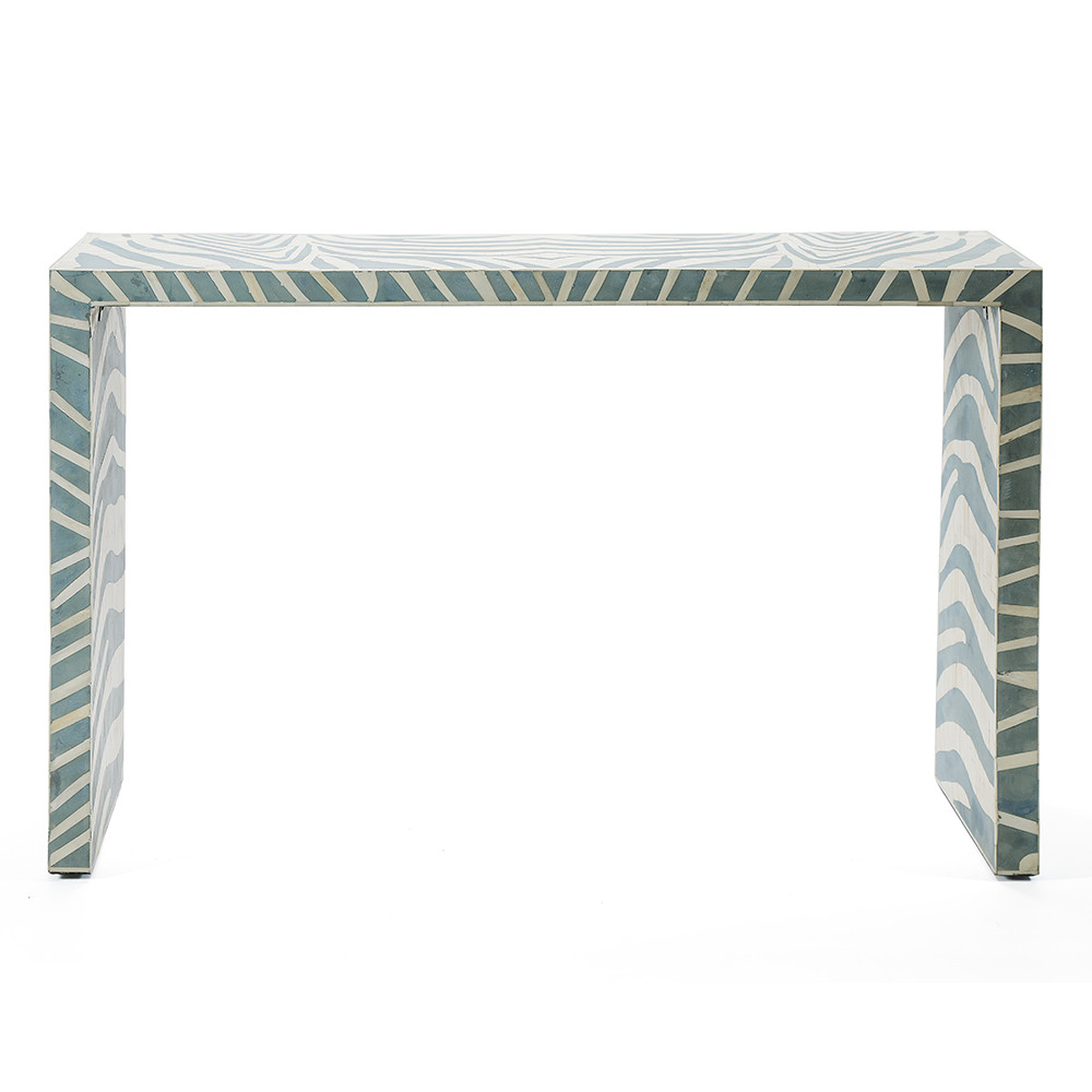 Консоль Дизайнерская Kenya Console ZEBRA Bone Inlay blue