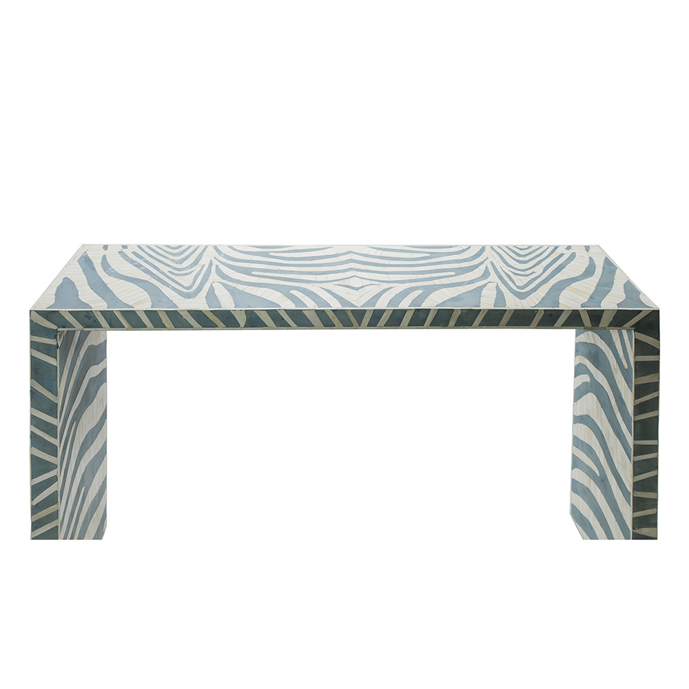 Консоль Дизайнерская Kenya Console ZEBRA Bone Inlay blue