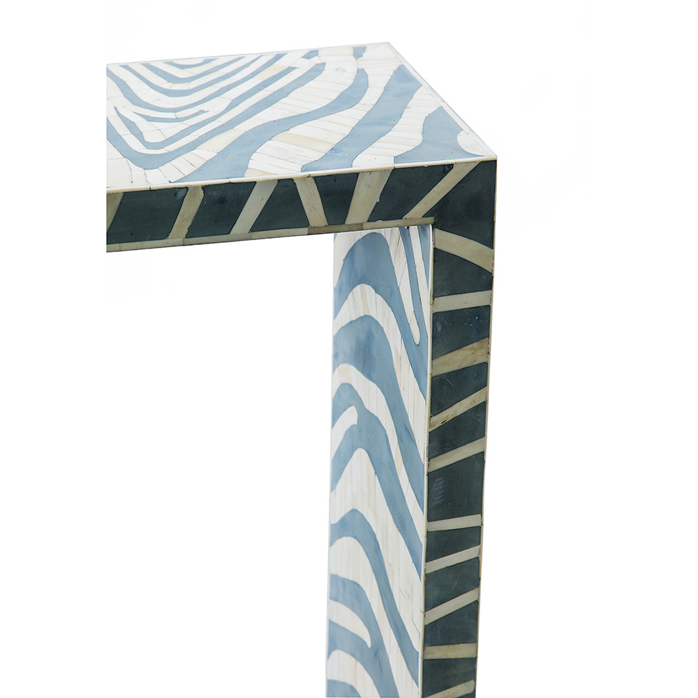 Консоль Дизайнерская Kenya Console ZEBRA Bone Inlay blue