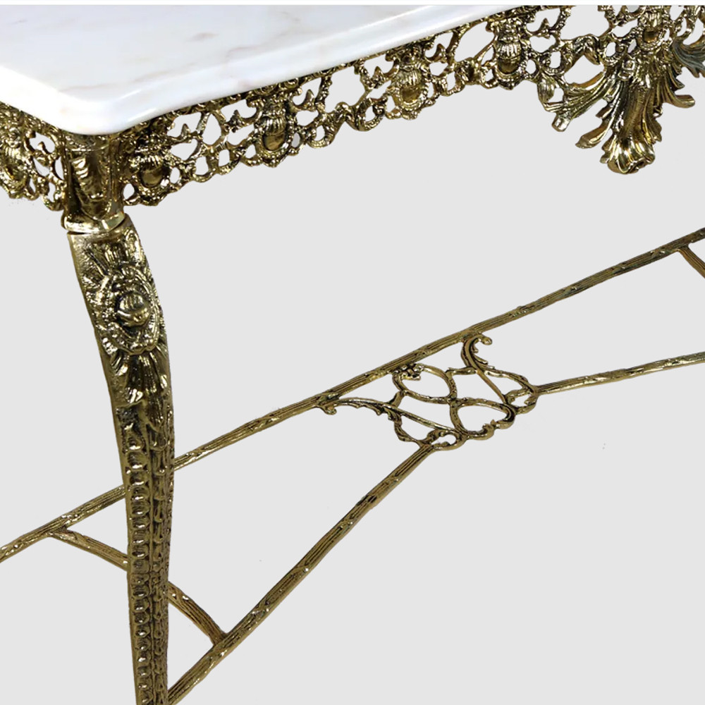 Консоль из бронзы с мраморной прямоугольной столешницей Bronze Console
