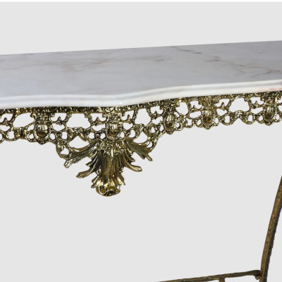 Консоль из бронзы с мраморной прямоугольной столешницей Bronze Console
