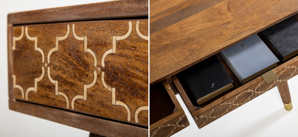 Консоль из натурального дерева Bone Inlay