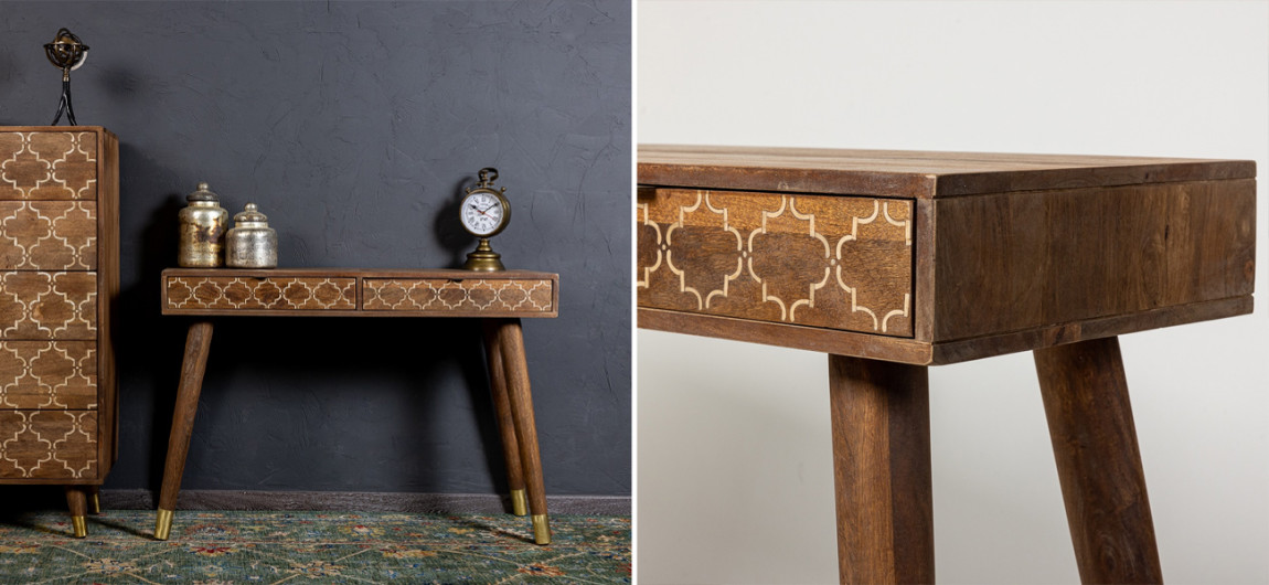 Консоль из натурального дерева Bone Inlay