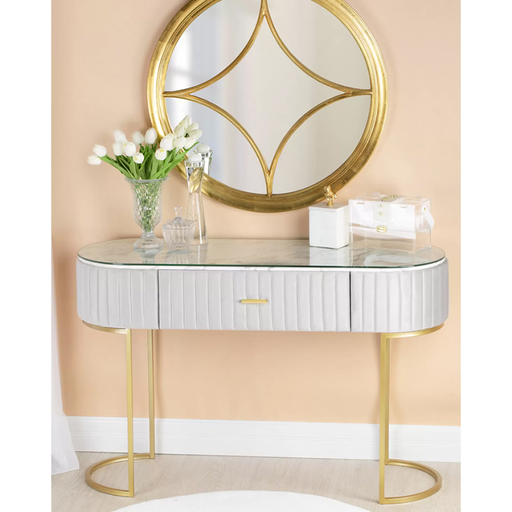 Консоль овальная на золотистых фигруных ножках Wall Console