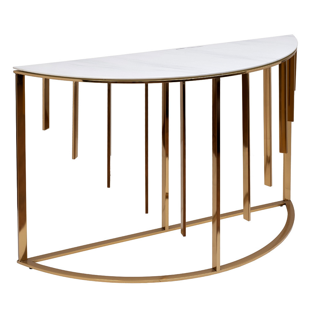 Консоль приставная полукруглая на основании золотого цвета Interior Accent