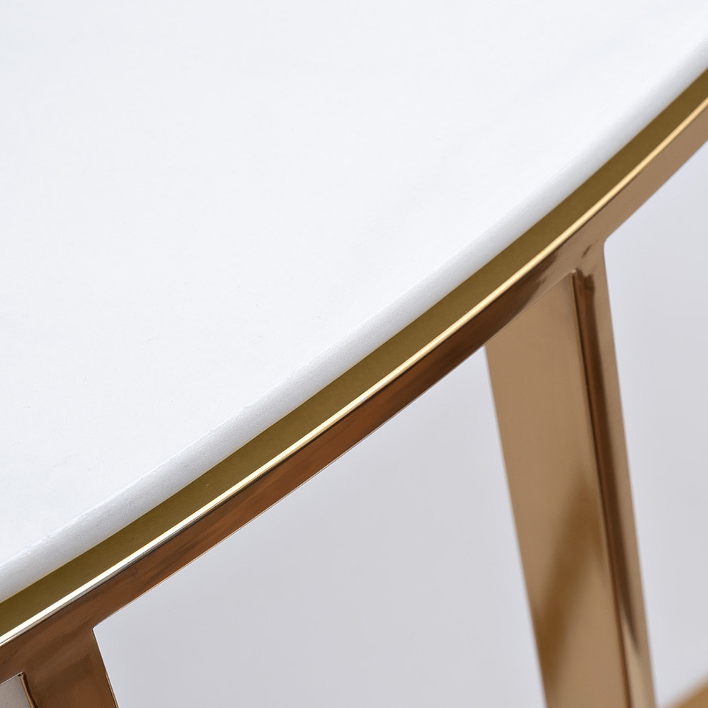 Консоль приставная полукруглая на основании золотого цвета Interior Accent