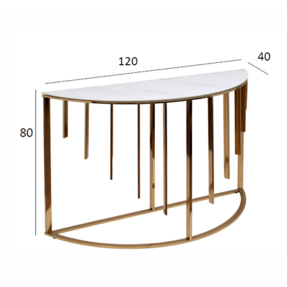 Консоль приставная полукруглая на основании золотого цвета Interior Accent