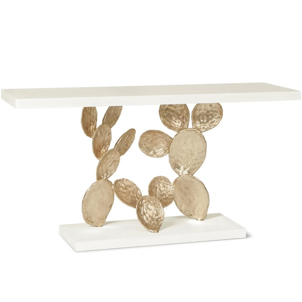 Консоль прямоугольная белая с основанием в виде кактуса Cactus