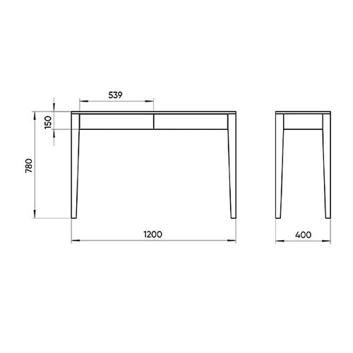 Консоль прямоугольная с 2-мя ящиками из бука и шпона дуба Fjord