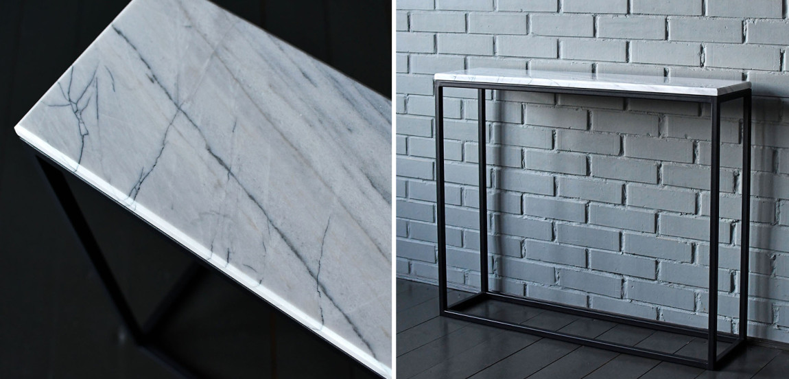Консоль с белой мраморной столешницей Different Marble White