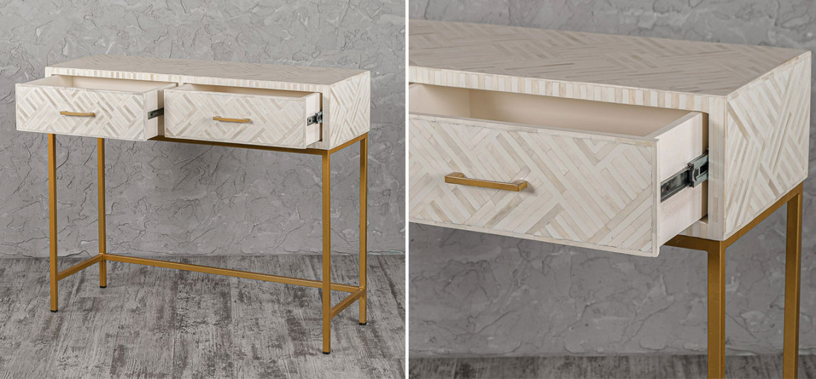 Консоль с инкрустацией белая Juliet