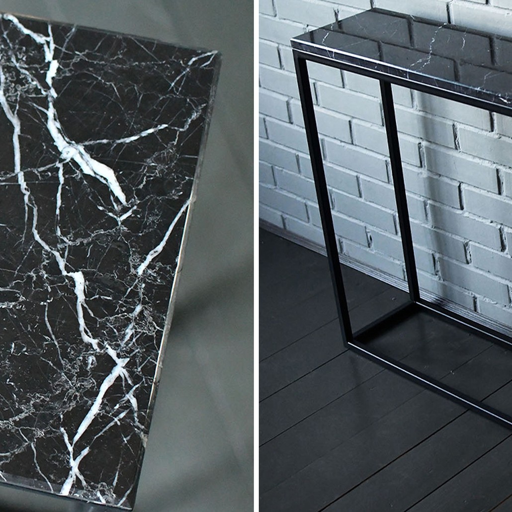 Консоль с чёрной мраморной столешницей Different Marble Black