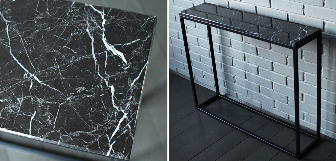 Консоль с чёрной мраморной столешницей Different Marble Black