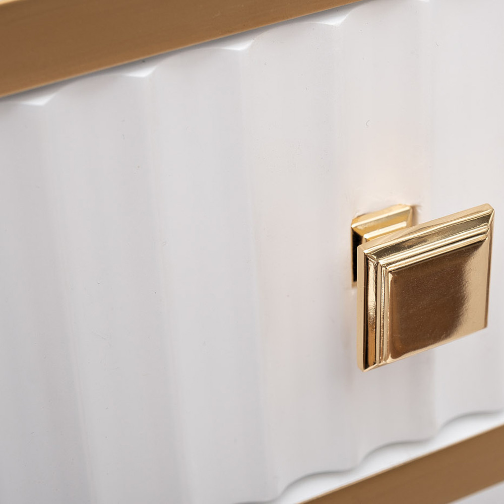 Консоль с ящиком белая с золотом Textured White Console with Gold