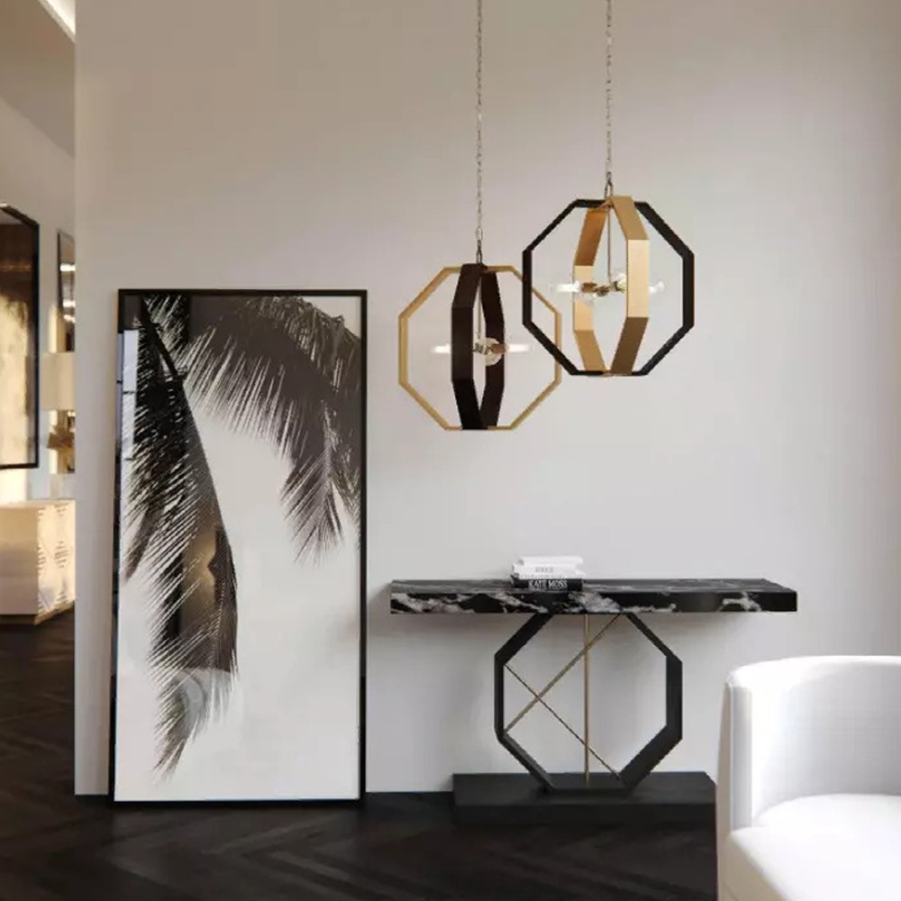 Консоль чёрная с геометрическим основанием Josette