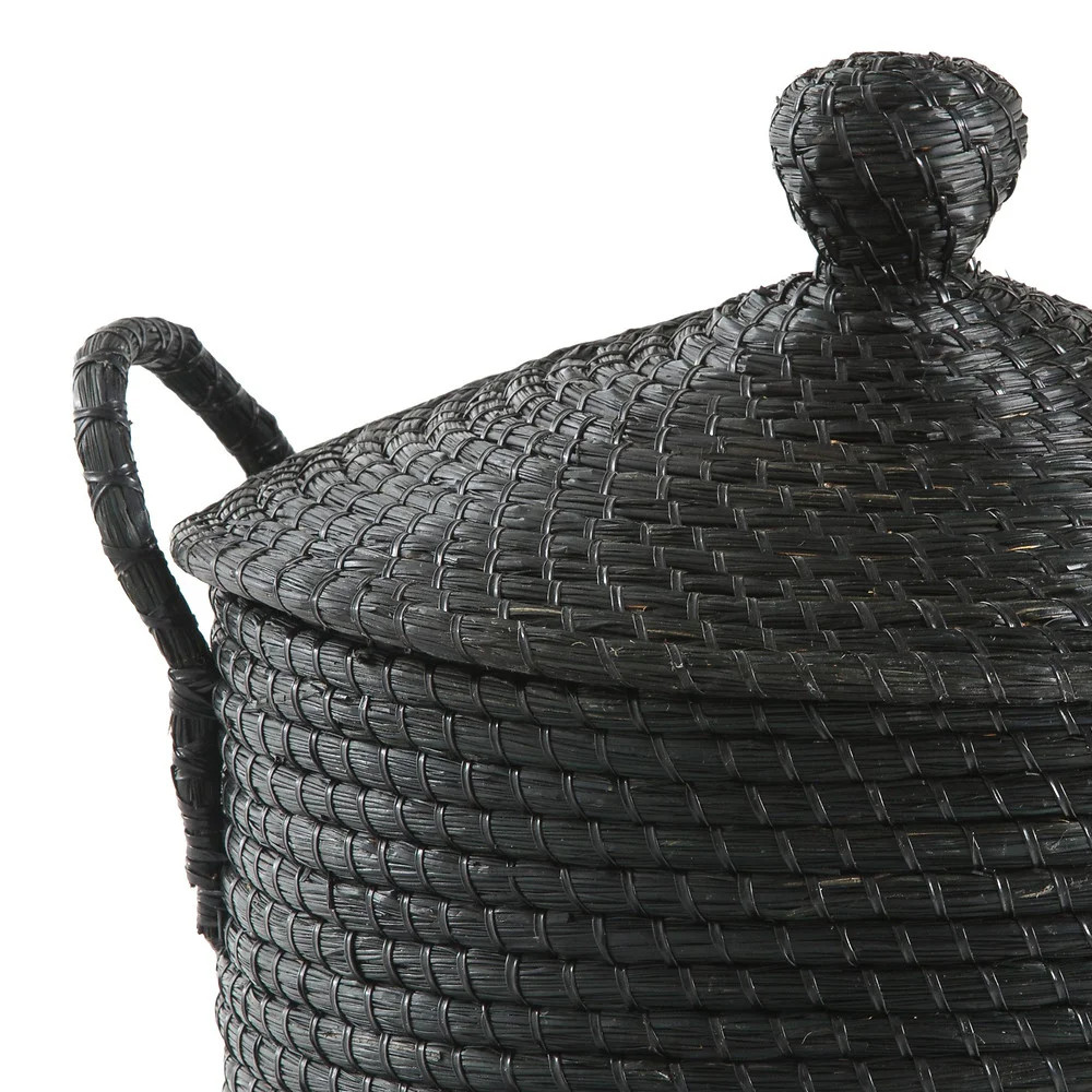 Корзина с крышкой из плетеной рисовой соломы Safiri Wicker Basket