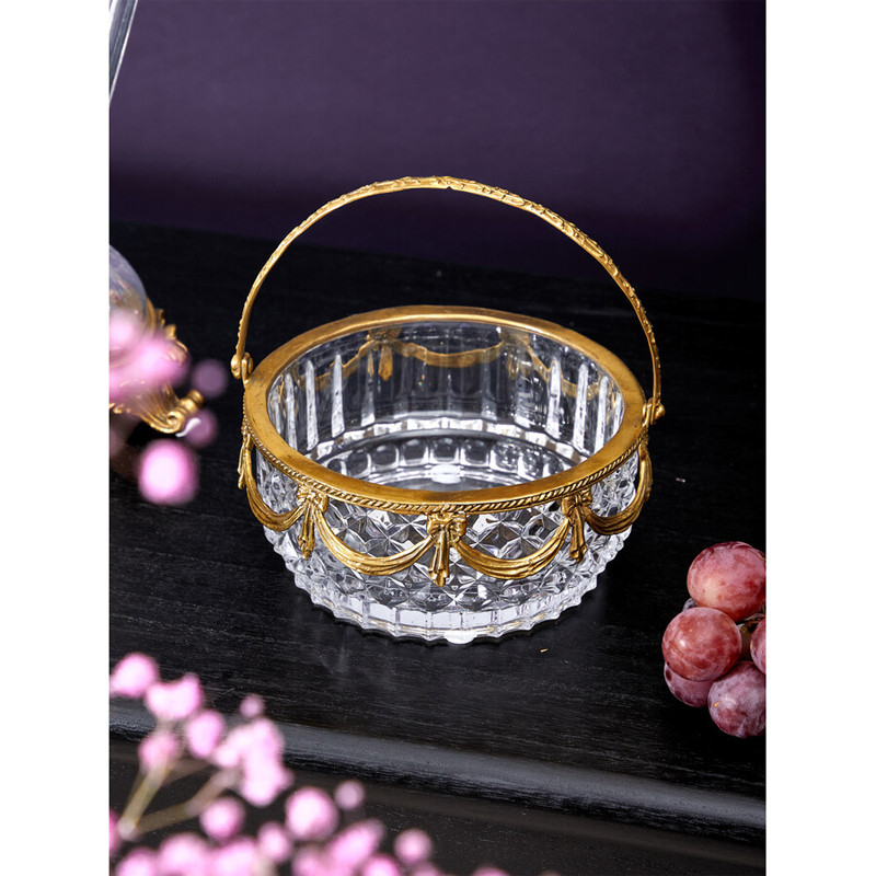 Корзиночка из прозрачного стекла с бронзовой ручкой Eden Garden