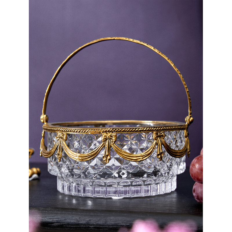 Корзиночка из прозрачного стекла с бронзовой ручкой Eden Garden