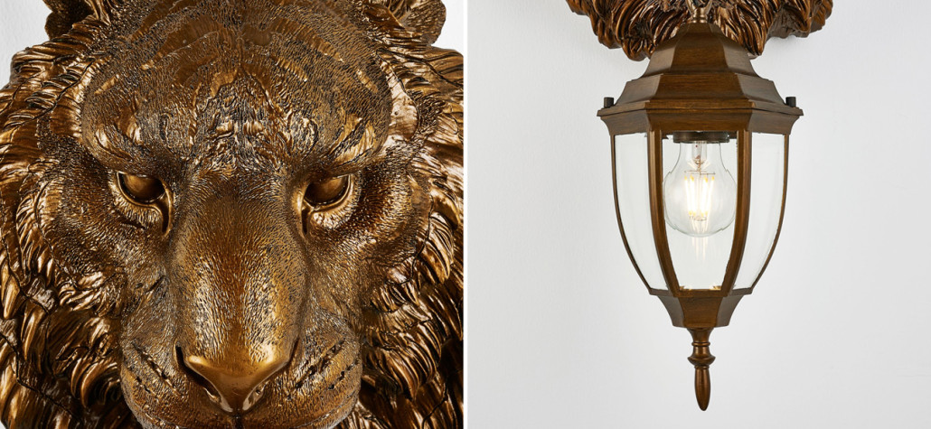 Коричневый уличный светильник с головой зверя ANIMAL LANTERN