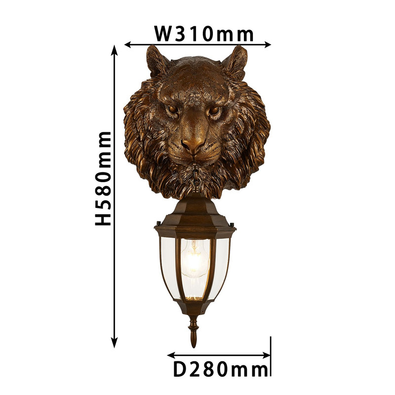 Коричневый уличный светильник с головой зверя ANIMAL LANTERN