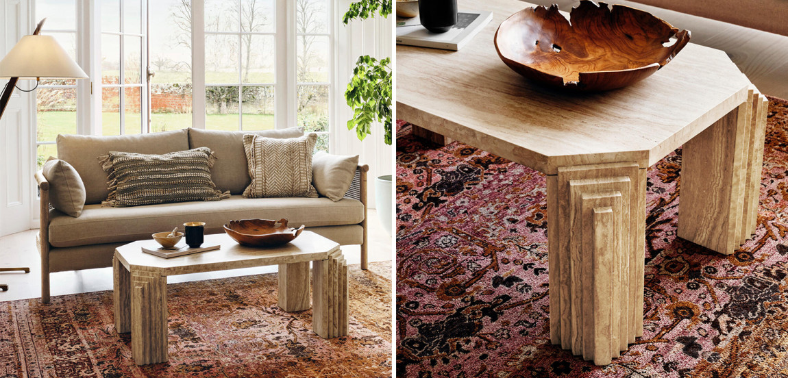 Кофейный стол Caleb Travertine Coffee Table