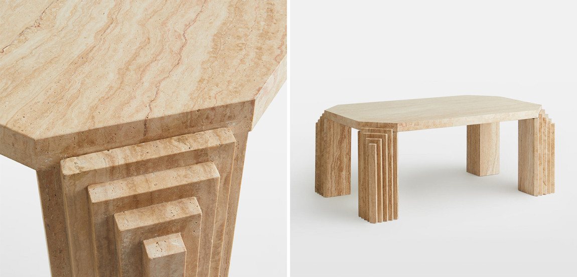 Кофейный стол Caleb Travertine Coffee Table