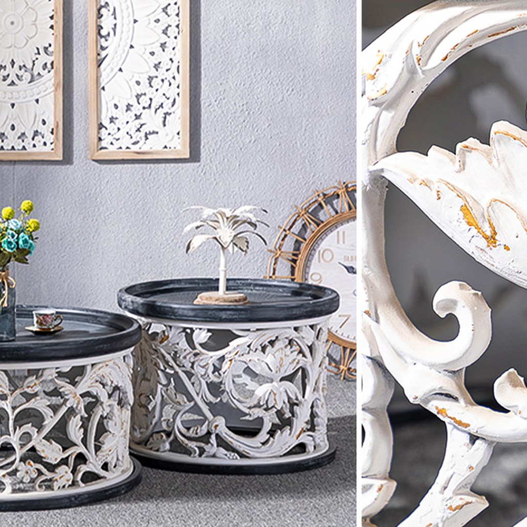 Кофейный стол Fleurette Provence Black White Coffee Table 80
