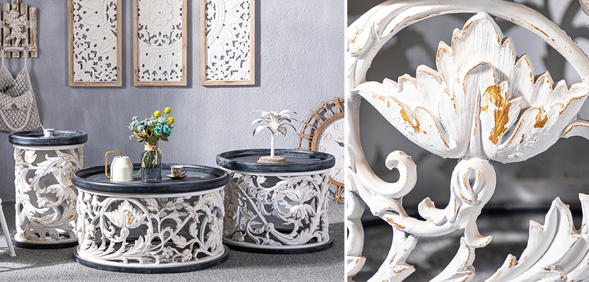 Кофейный стол Fleurette Provence Black White Coffee Table 80