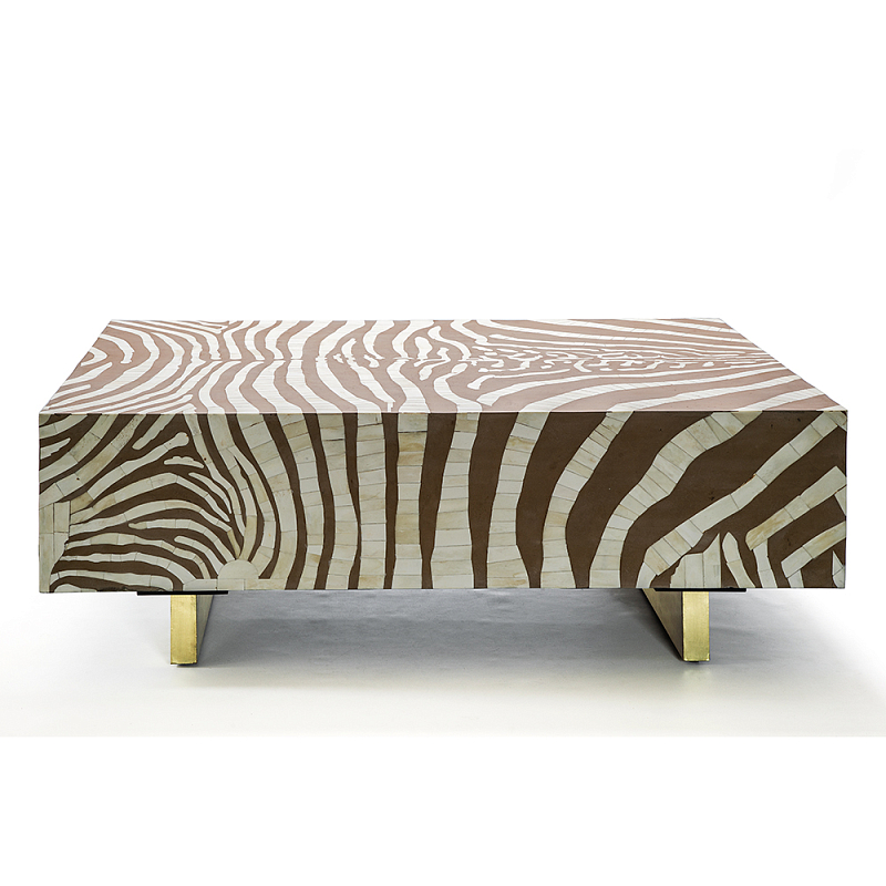 Кофейный стол Kenya Coffee Table Bone Inlay ZEBRA Beige