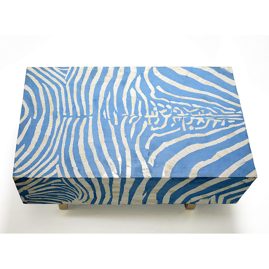 Кофейный стол Kenya Coffee Table Bone Inlay ZEBRA blue