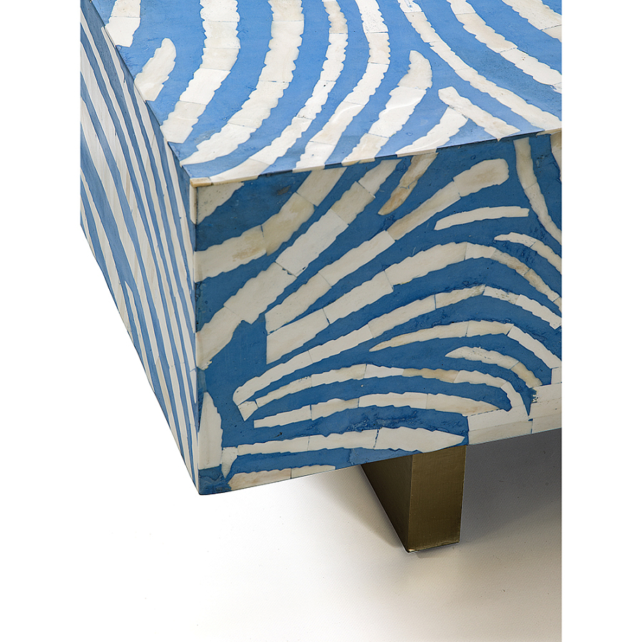 Кофейный стол Kenya Coffee Table Bone Inlay ZEBRA blue